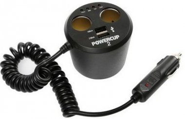 Rozdvojka s kabelem 1,6m, 4xLED a 2xUSB 1000+2100 mA, 12V tester baterie