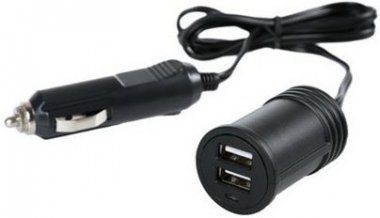Rozdvojka s kabelem 1m, LED a 2xUSB, černá