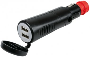 Zapalovač - zástrčka 2 x USB kloub 2500 mA 12-24V GERMANY
