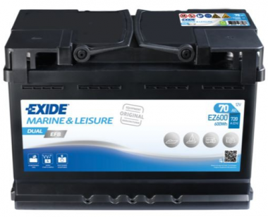 Baterie Exide Marine & Leisure Dual EFB 12V, 70Ah, 720A, EZ600