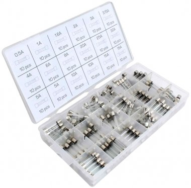 Autopojistky skleněné trubičkové, 0,5-30 A, 6x30 mm, pro autoveterány, sada 180 ks - ASTA A-TC521