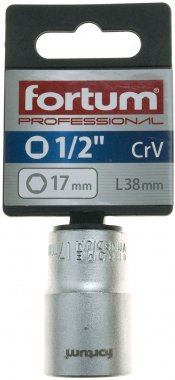 Hlavice nástrčná 1/2", 17mm, L 38mm FORTUM