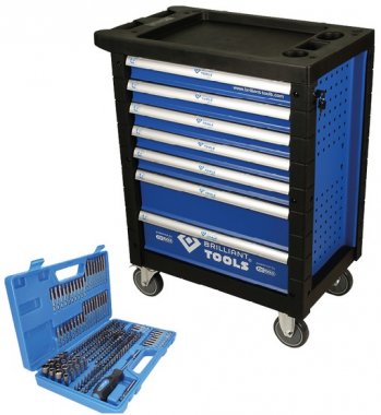 Dílenský vozík se 7 zásuvkami a 473 ks nářadí BRILLIANT Tools BT153473