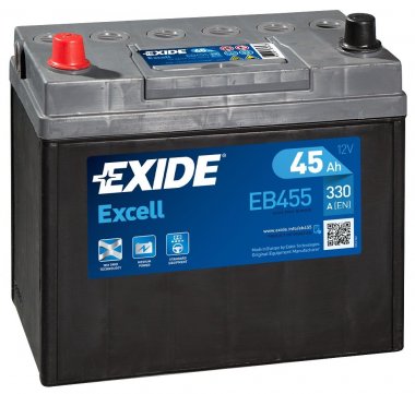 Autobaterie Exide Excell 12V, 45Ah, 300A, EB455