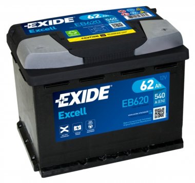 Autobaterie Exide Excell 12V, 62Ah, 540A, EB620