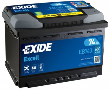 Autobaterie Exide Excell 12V, 74Ah, 680A, EB740