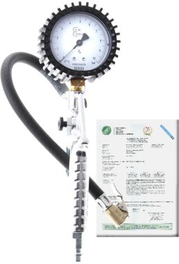 Pneuhustič s certifikátem 0-10 bar, manometr 63 mm, hadice 30 cm, cejchovaný - OMG73