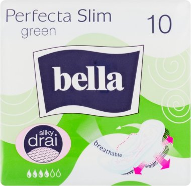 Bella Perfecta Slim Green Hygienické vložky s křidélky 10 ks