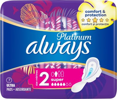 Always Platinum Super Hygienické vložky s křidélky 7 ks