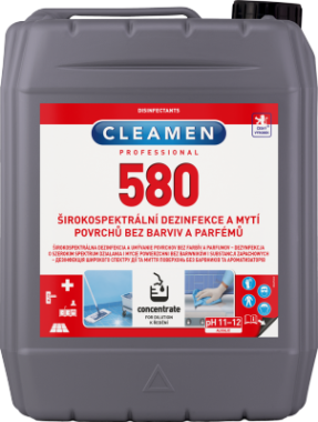 CLEAMEN 580 širokospektrální dezinfekce a mytí povrchů bez barviv a parfémů 5l