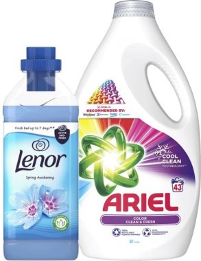 SET Ariel Gel 43PD Color (prací gel) + Lenor 34PD Spring (aviváž)