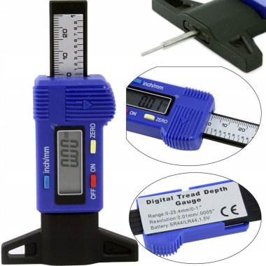 Digitální měřič hloubky dezénu pneumatik 0-25,4mm MAR-POL