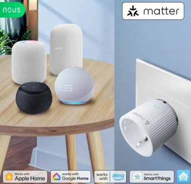 Nous A8M Matter Smart Zásuvka 16A - zásuvka s měřením spotřeby, Wi-Fi (2 kusy)