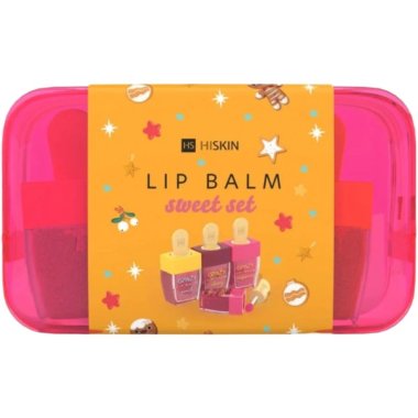 HISKIN set balzámů na rty s aplikátorem (višeň, malina, broskev)