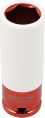 Nástrčná hlavice pro rázové utahováky, 1/2", 21 mm, s krytkou na ALU - QUATROS QS90821