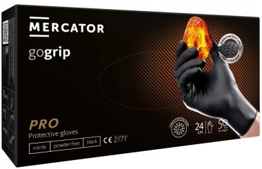 Mercator Rukavice jednorázové nitrilové 50ks vel. M, černé