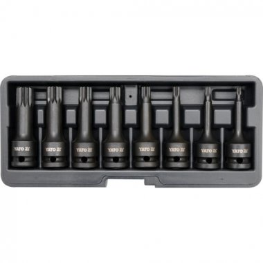 Sada hlavic 1/2" YATO SPLINE průmyslových, 8 kusů