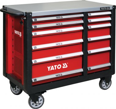 Skříňka dílenská pojízdná YATO 6 + 6 zásuvek červená
