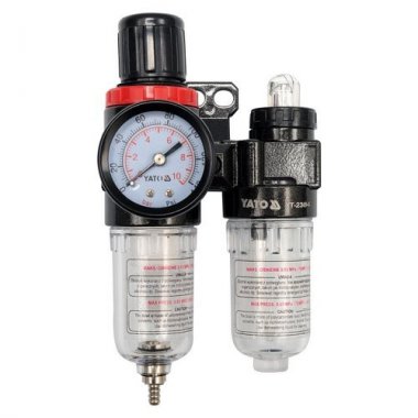 Yato Regulátor tlaku vzduchu 1/4", max. 0,93MPa, s filtrem (25ccm) a přimazáváním (15ccm)
