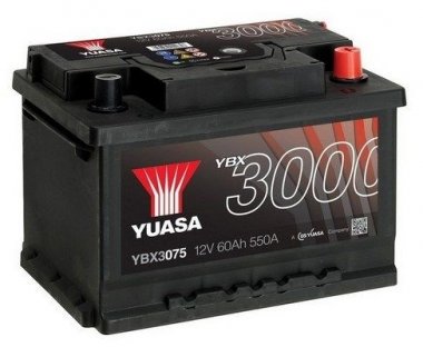 Autobaterie Yuasa YBX3000 12V, 60Ah, 550A, YBX3075, pravá