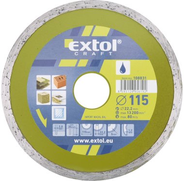 EXTOL CRAFT kotouč diamantový řezný celoobvodový - mokré řezání, 115x22,2mm, 108831