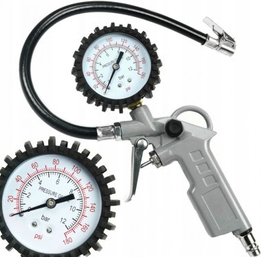 Pistole na hustění pneumatik s manometrem, 12 Bar, 180 PSI, MAR-POL M80700